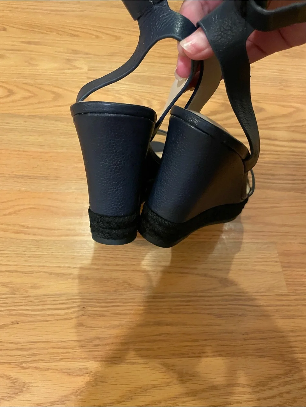 H by Halston Women’s Navy Blue Ankle Velcro Strap Wedge Sandals